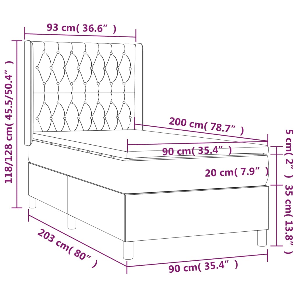 Boxspringbett mit Matratze Dunkelbraun 90x200 cm Stoff