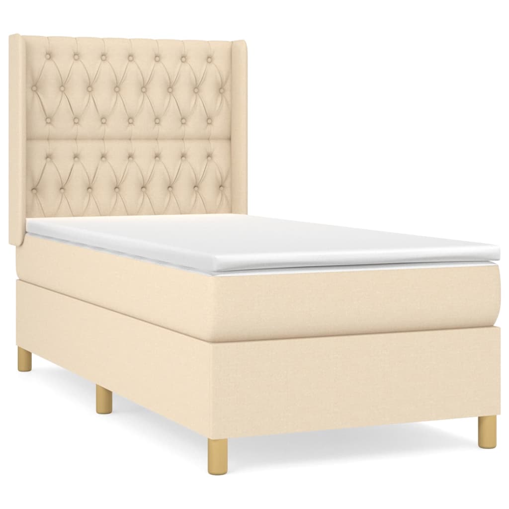 Boxspringbett mit Matratze Creme 90x200 cm Stoff