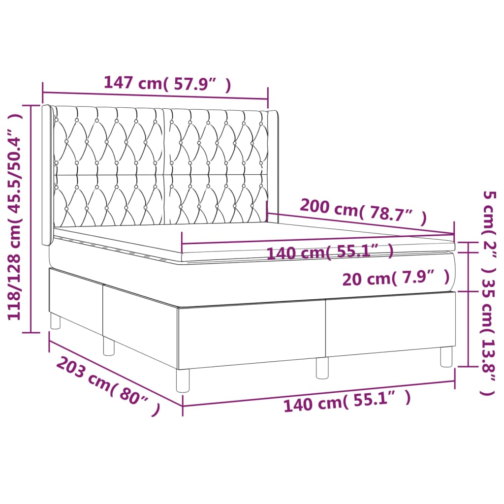 Box spring krevet s madracem taupe 140x200 cm tkanina