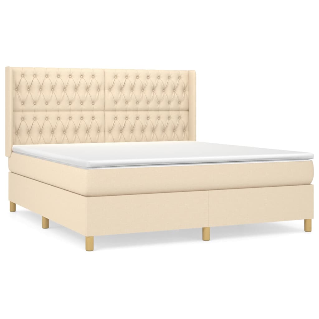 Boxspringbett mit Matratze Creme 180x200 cm Stoff