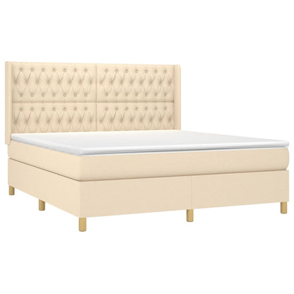 Boxspringbett mit Matratze Creme 180x200 cm Stoff