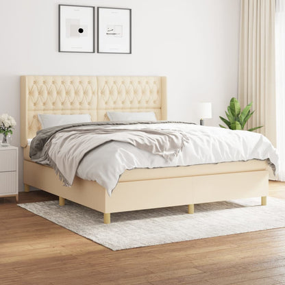 Boxspringbett mit Matratze Creme 180x200 cm Stoff