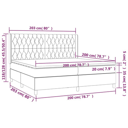 Boxspringbett mit Matratze Dunkelgrau 200x200 cm Stoff