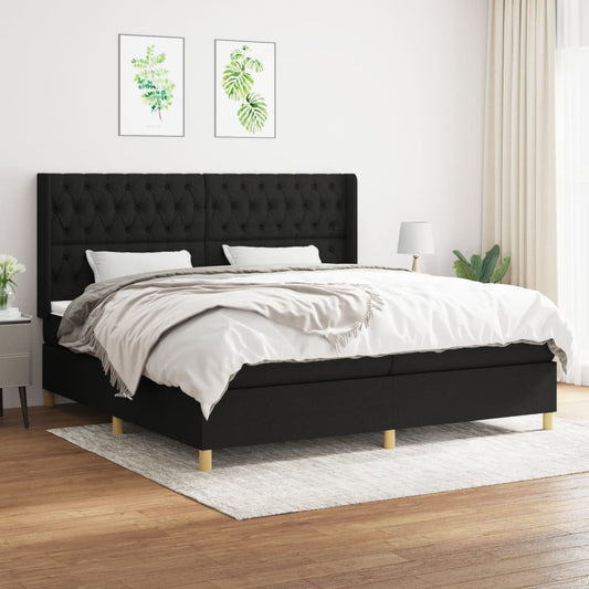 Box spring bed with mattress black 200x200 cm fabric