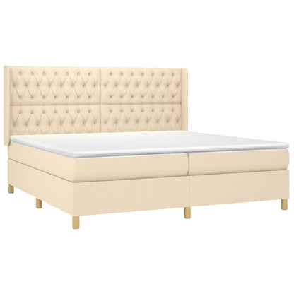 Boxspringbett mit Matratze Creme 200x200 cm Stoff