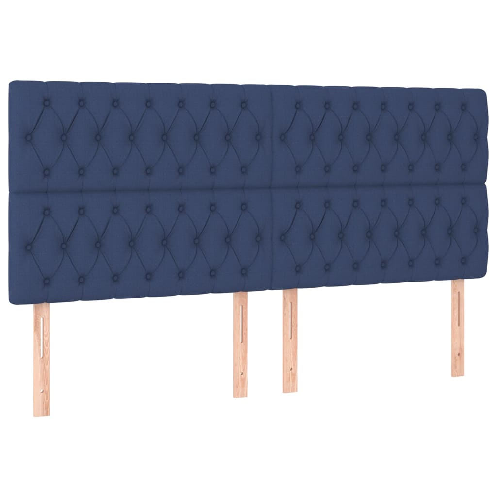 Box spring bed with mattress blue 200x200 cm fabric