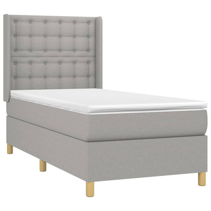 Boxspringbett mit Matratze Hellgrau 90x200 cm Stoff