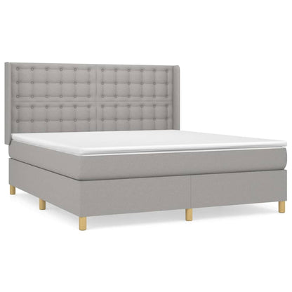 Box spring krevet s madracem svijetlo siva tkanina 160x200 cm