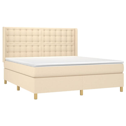 Boxspringbett mit Matratze Creme 160x200 cm Stoff