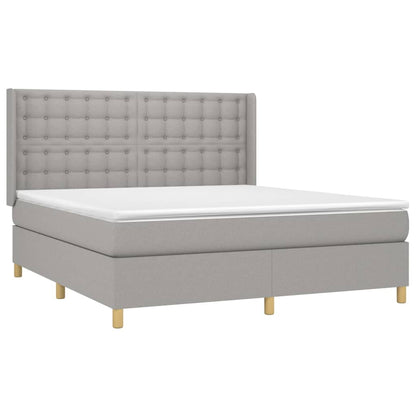 Boxspringbett mit Matratze Hellgrau 180x200 cm Stoff