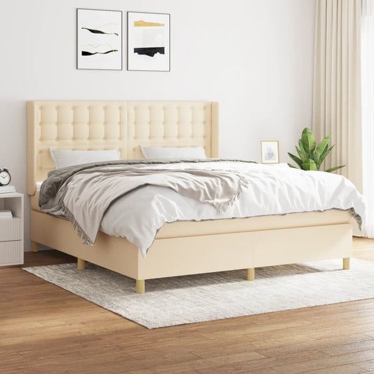 Boxspringbett mit Matratze Creme 180x200 cm Stoff