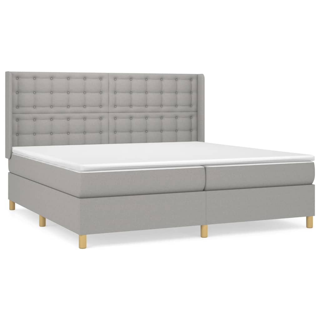 Boxspringbett mit Matratze Hellgrau 200x200 cm Stoff