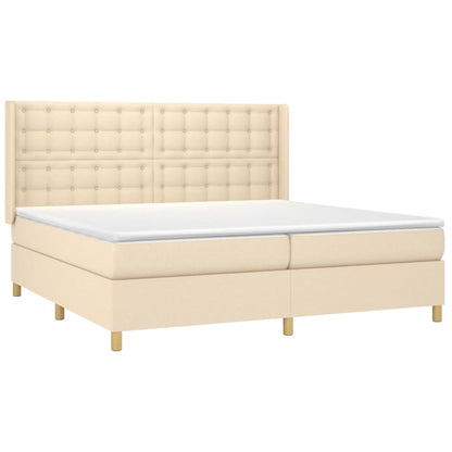 Boxspringbett mit Matratze Creme 200x200 cm Stoff