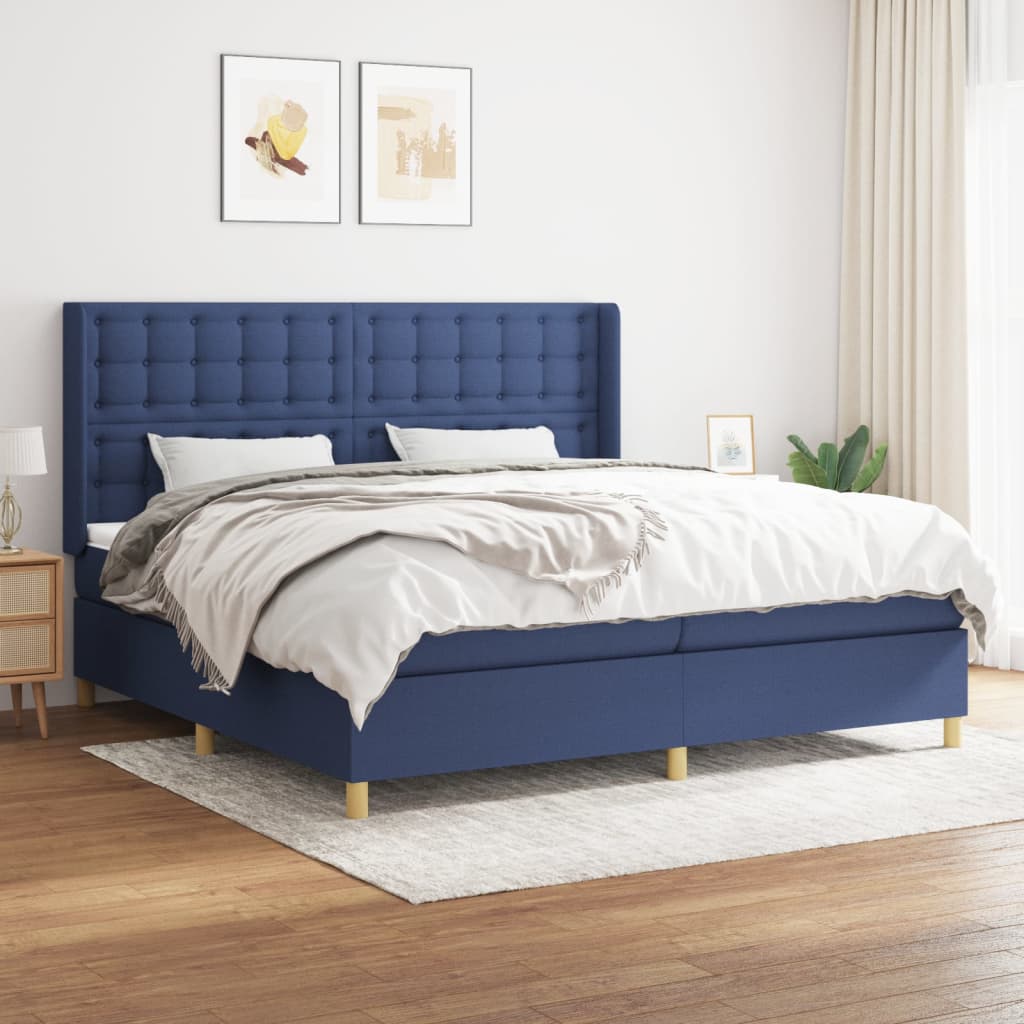 Boxspringbett mit Matratze Blau 200x200 cm Stoff