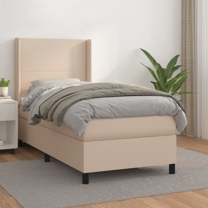 Boxspringbett mit Matratze Cappuccino-Braun 90x200cm Kunstleder