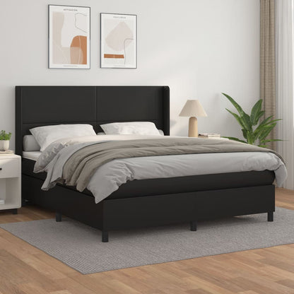 Box spring bed with mattress black 160x200 cm artificial leather