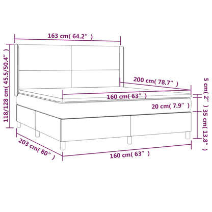 Boxspringbett mit Matratze Weiß 160x200 cm Kunstleder