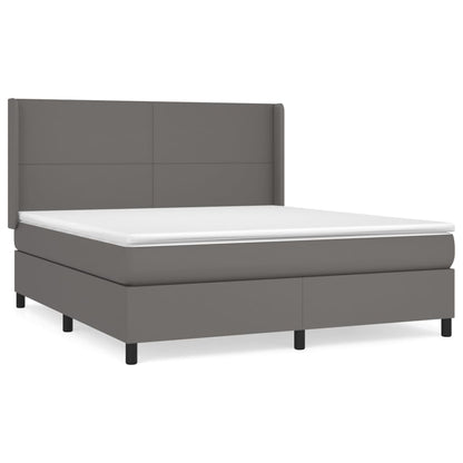 Box spring krevet s madracem sivi 160x200 cm umjetna koža