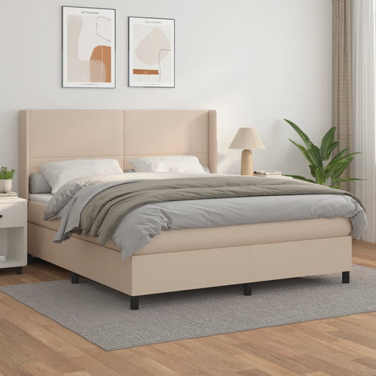 Boxspringbett Matratze Cappuccino-Braun 160x200 cm Kunstleder