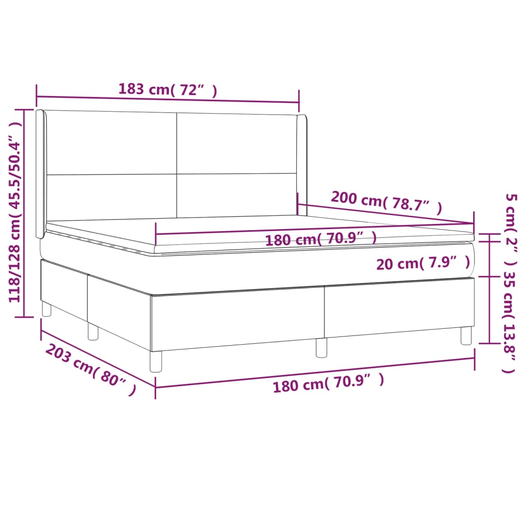 Boxspringbett mit Matratze Grau 180x200 cm Kunstleder