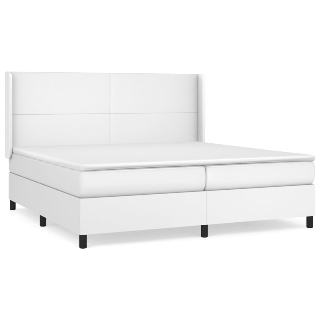 Box spring krevet s madracem bijele boje 200x200 cm umjetna koža