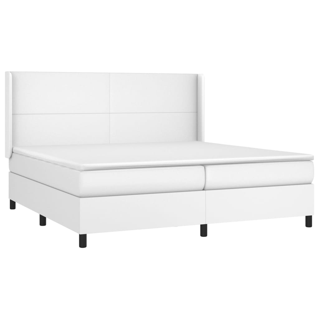 Box spring krevet s madracem bijele boje 200x200 cm umjetna koža