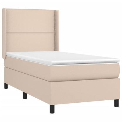 Boxspringbett mit Matratze Cappuccino-Braun 90x200cm Kunstleder