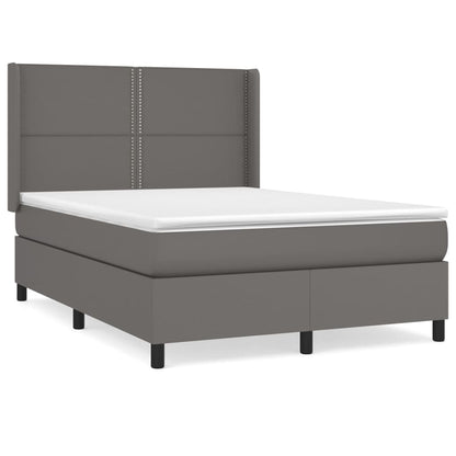 Boxspringbett mit Matratze Grau 140x200 cm Kunstleder