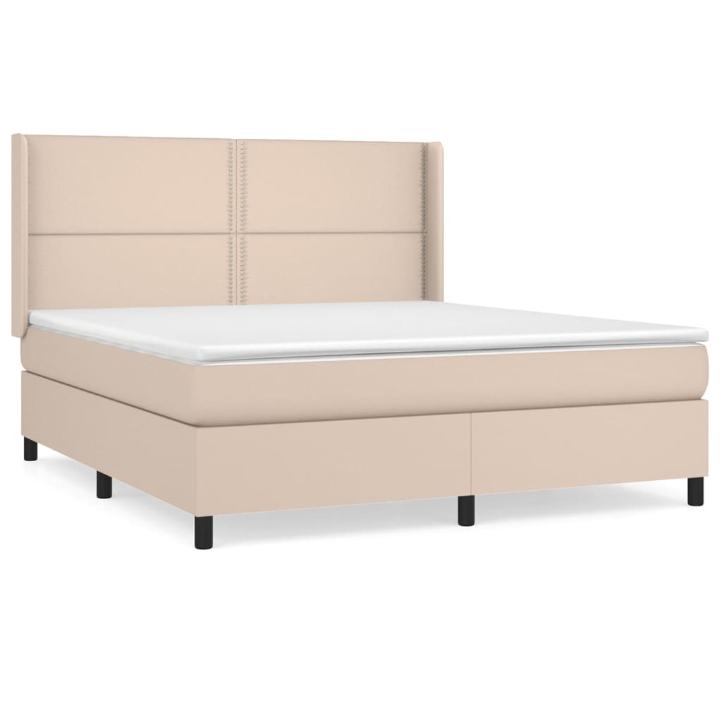 Box spring bed mattress cappuccino brown 160x200 cm artificial leather