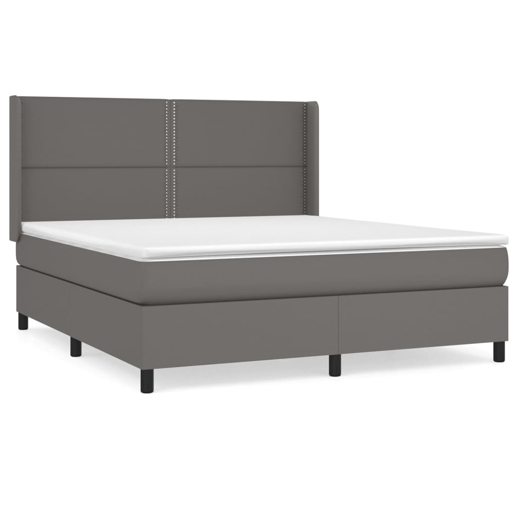 Boxspringbett mit Matratze Grau 180x200 cm Kunstleder