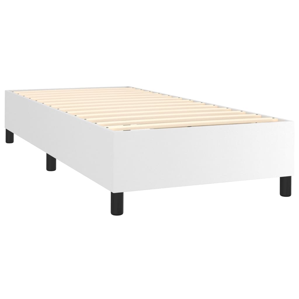 Boxspringbett mit Matratze Weiß 90x200 cm Kunstleder