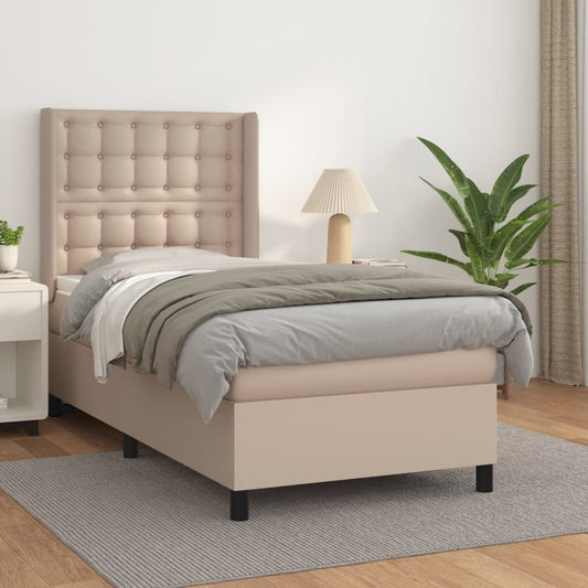 Boxspringbett mit Matratze Cappuccino-Braun 90x200cm Kunstleder