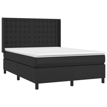 Box spring bed with mattress black 140x200 cm artificial leather