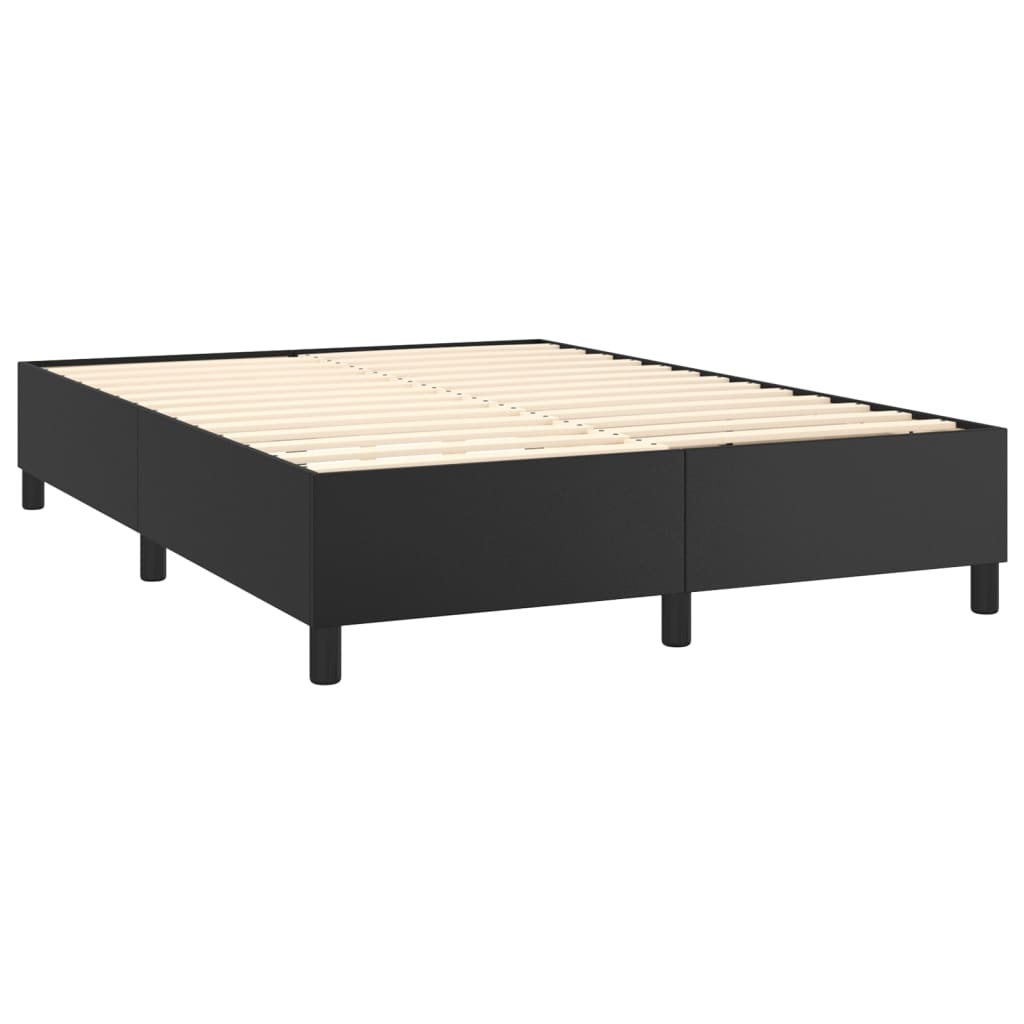 Box spring bed with mattress black 140x200 cm artificial leather