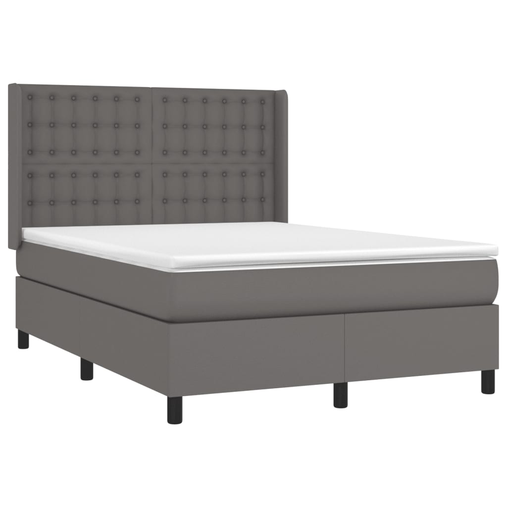 Boxspringbett mit Matratze Grau 140x200 cm Kunstleder