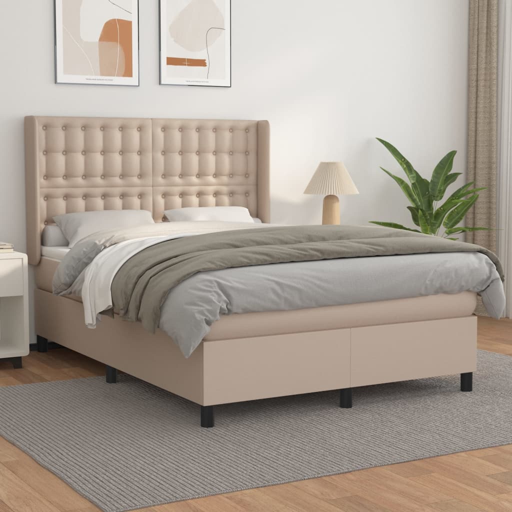 Boxspringbett Matratze Cappuccino-Braun 140x200cm Kunstleder