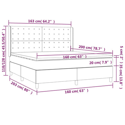 Boxspringbett Matratze Cappuccino-Braun 160x200 cm Kunstleder