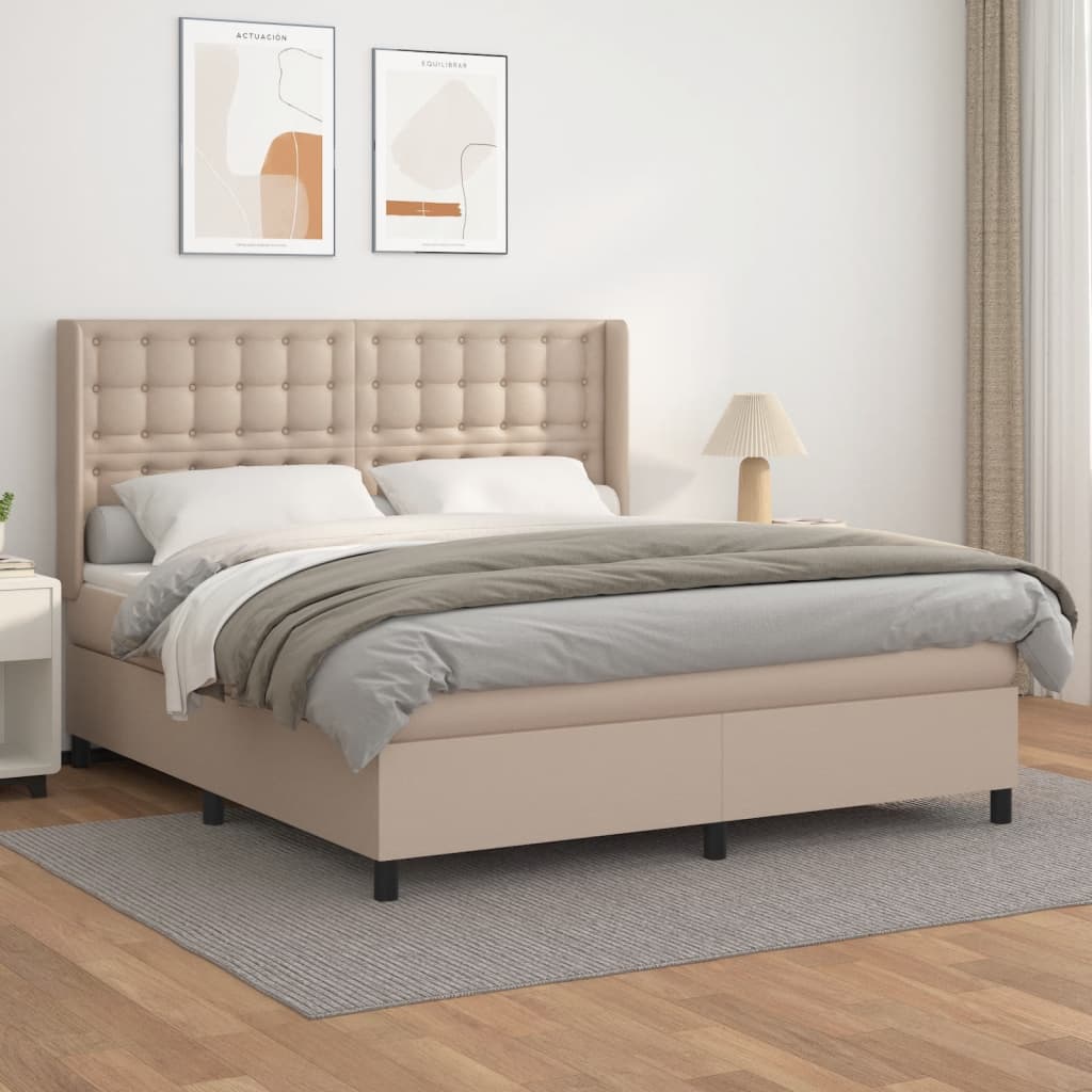 Boxspringbett Matratze Cappuccino-Braun 160x200 cm Kunstleder