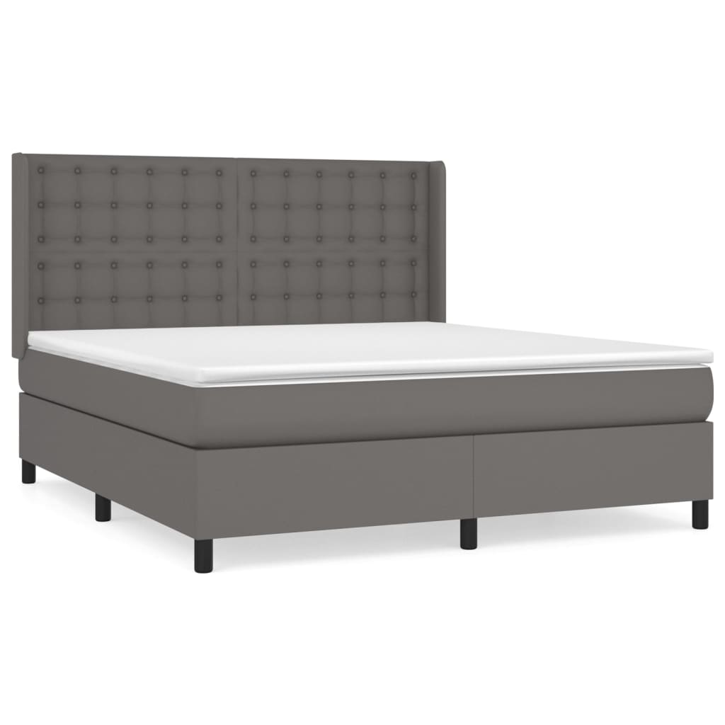 Boxspringbett mit Matratze Grau 180x200 cm Kunstleder