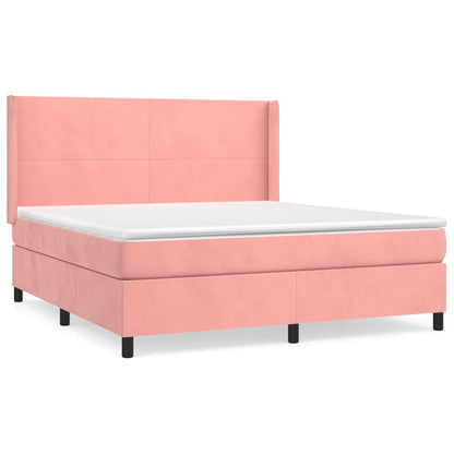 Boxspringbett mit Matratze Rosa 160x200 cm Samt