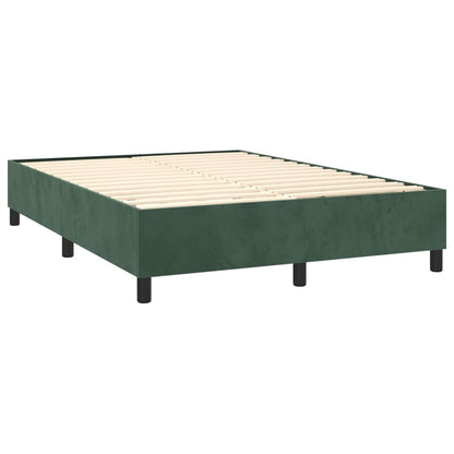 Box spring bed with mattress dark green 140x200 cm velvet