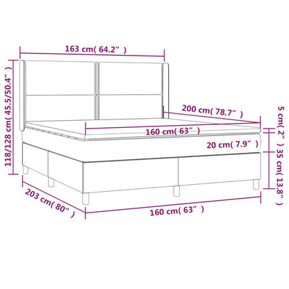 Box spring bed with mattress dark green 160x200 cm velvet