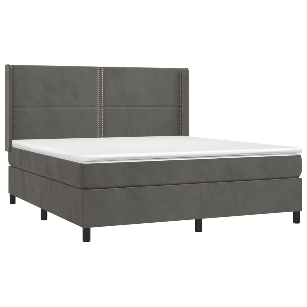 Boxspringbett mit Matratze Dunkelgrau 180x200 cm Samt