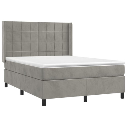 Box spring bed with mattress light grey 140x200 cm velvet