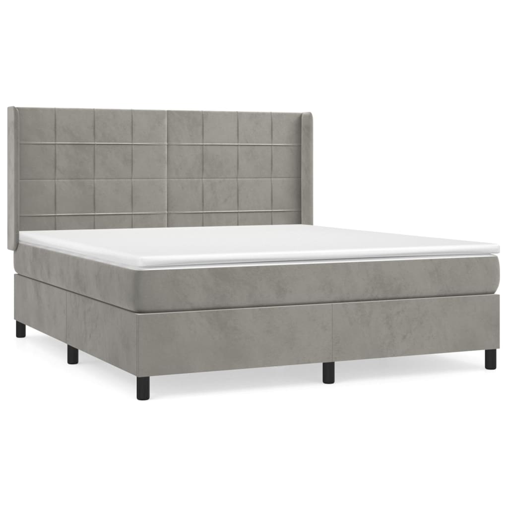 Boxspringbett mit Matratze Hellgrau 180x200 cm Samt