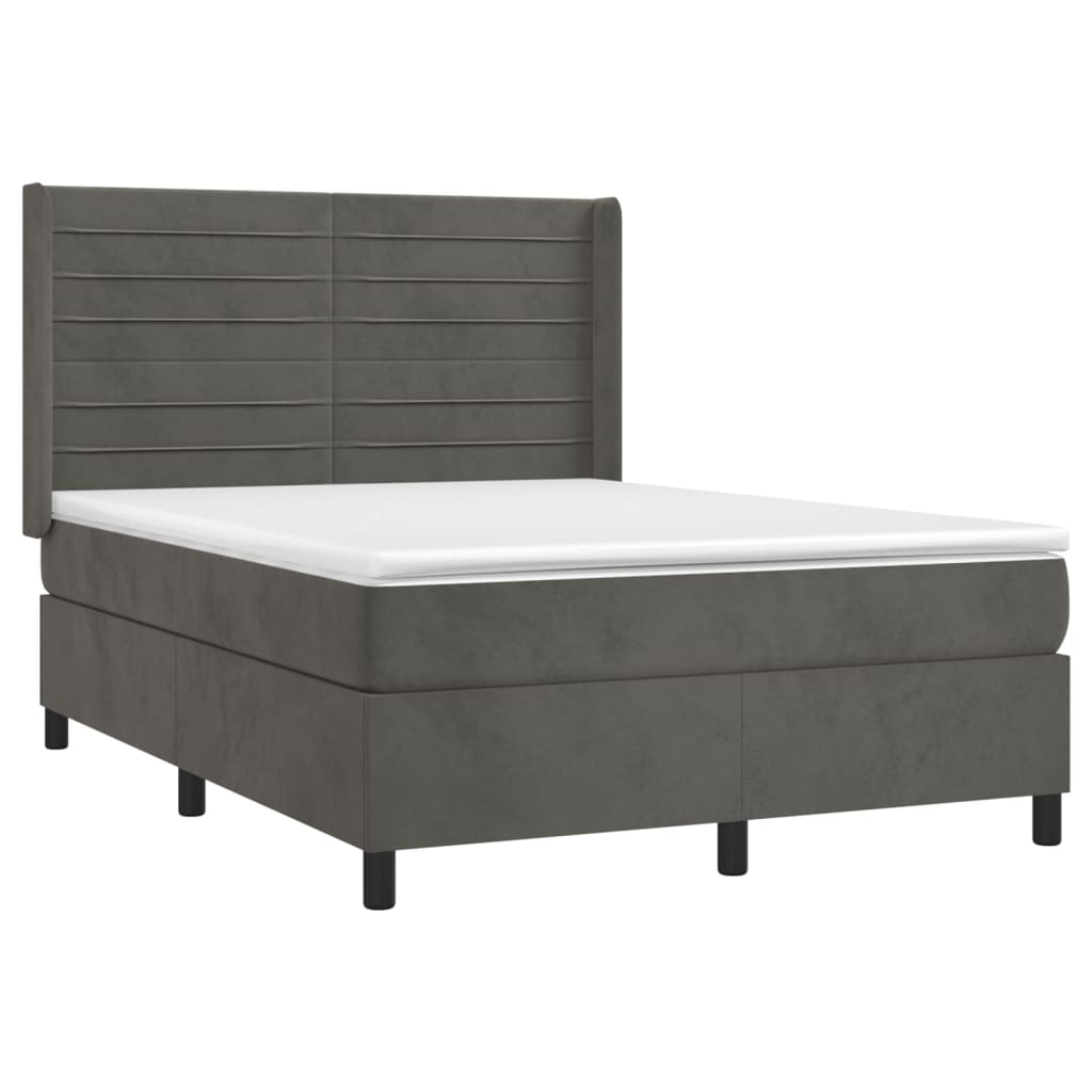 Boxspringbett mit Matratze Dunkelgrau 140x200 cm Samt