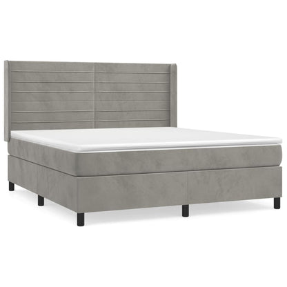 Box spring bed with mattress light grey 160x200 cm velvet