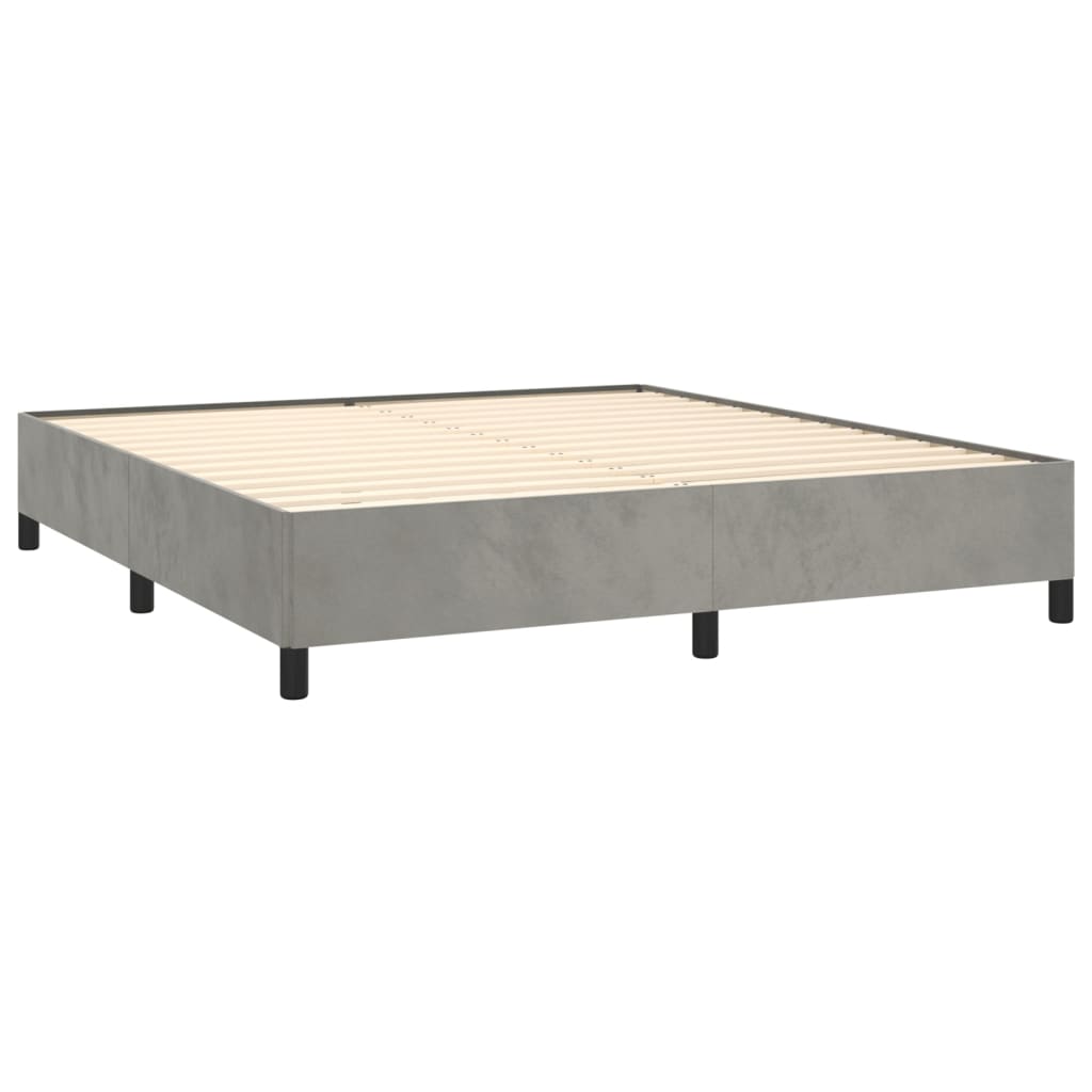 Box spring bed with mattress light grey 160x200 cm velvet