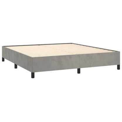 Box spring bed with mattress light grey 160x200 cm velvet