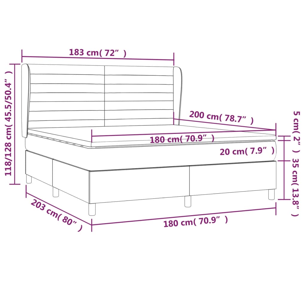 Boxspringbett mit Matratze Dunkelblau 180x200 cm Samt